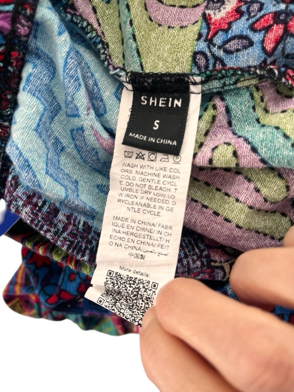 Patchwork multicolor harem style pants with pockets drawstring waist boho S - Picture 9 of 10